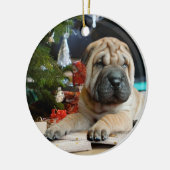 Shar Pei Kerstmis Keramisch Ornament (Links)