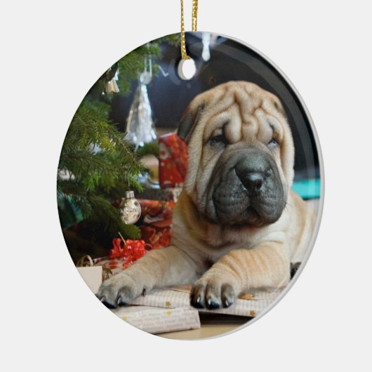 Shar Pei Kerstmis Keramisch Ornament (Links)