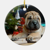 Shar Pei Kerstmis Keramisch Ornament (Achterkant)