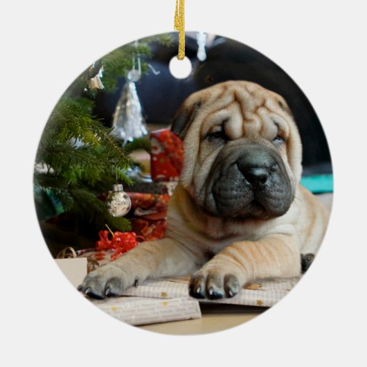 Shar Pei Kerstmis Keramisch Ornament (Achterkant)