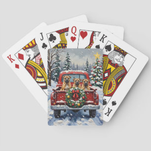 Shar Pei Kerstmis Rode Truck Vakantie Pokerkaarten
