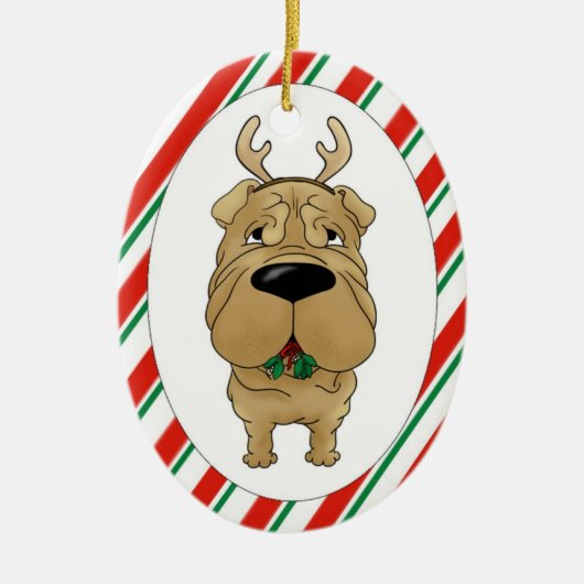 Shar-Pei-kerstversiering Keramisch Ornament (Voorkant)