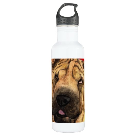 Shar-Pei-kleurenblok Waterfles (Voorkant)