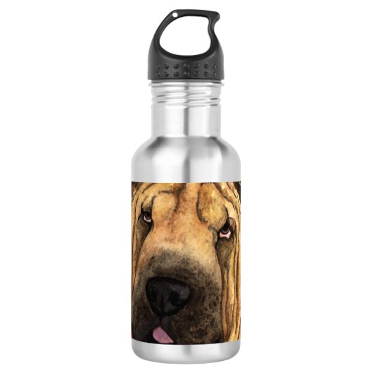 Shar-Pei-kleurenblok Waterfles (Voorkant)