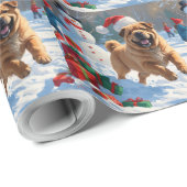 Shar Pei loopt in de sneeuw met kerst Pet Cadeaupapier (Rol Hoek)