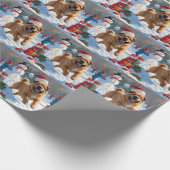 Shar Pei loopt in de sneeuw met kerst Pet Cadeaupapier (Hoek)