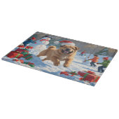 Shar Pei loopt in de sneeuw met kerstmuts Snijplank (Hoek)