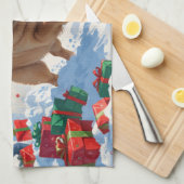 Shar Pei loopt in de sneeuw met kerstmuts Theedoek (Quarter Fold)