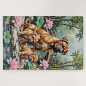 Shar-Pei Lotus Tuin Kunst Legpuzzel (Horizontaal)