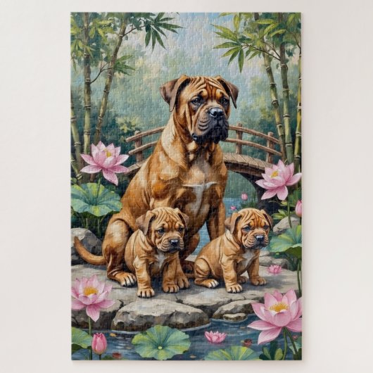 Shar-Pei Lotus Tuin Kunst Legpuzzel (Verticaal)