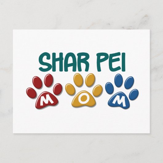 SHAR PEI mam Paw Print 1 Briefkaart (Voorkant)