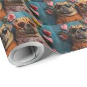 Shar Pei met Hartrozen Valentijnsdag Cadeaupapier (Rol Hoek)