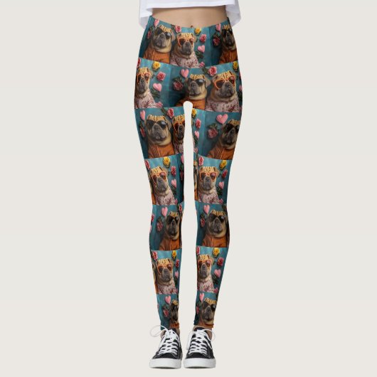 Shar Pei met Heart Rozen Valentijnsdag Leggings (Voorkant)