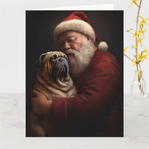 Shar Pei met Kerstman Feestelijke Kerstmis Kaart