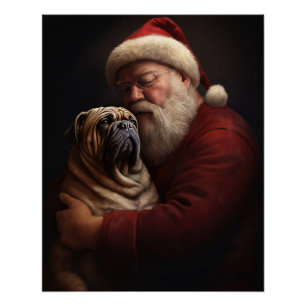 Shar Pei met kerstman Festieve Kerst  Perfect Poster