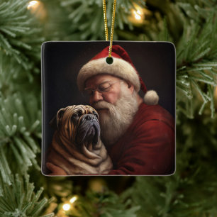 Shar Pei met Sinterklaas Kerstfeest Keramisch Ornament
