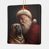 Shar Pei met Sinterklaas Kerstfeest Keramisch Ornament (Links)