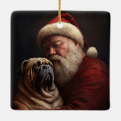 Shar Pei met Sinterklaas Kerstfeest Keramisch Ornament (Achterkant)