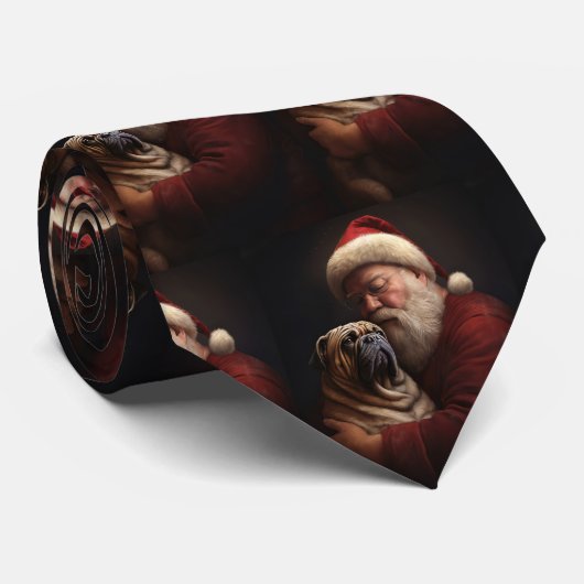 Shar Pei met Sinterklaas Vrolijk Kerstfeest Stropdas (Opgerold)