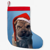 Shar pei met x-mas pet kleine kerstsok (Voorkant)