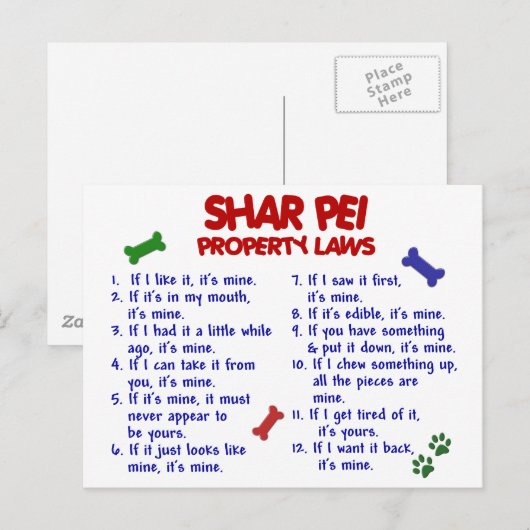SHAR PEI Property Laws 2 Briefkaart (Voorkant / Achterkant)