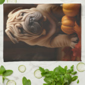 Shar Pei Pup Autumn Delight Pompoen Theedoek (Gevouwen)