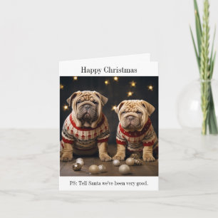 Shar Pei Puppies Happy Christmas Kaart