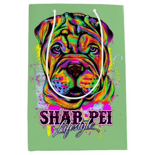 Shar Pei Puppy Dog Lifestyle Medium Cadeauzakje (Voorkant)