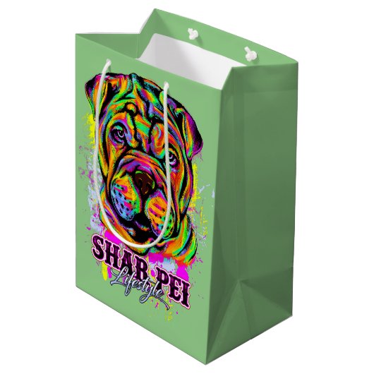 Shar Pei Puppy Dog Lifestyle Medium Cadeauzakje (Achterkant Gekanteld)