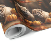 Shar Pei Puppy Herfst Delight Pompoen Cadeaupapier (Rol Hoek)