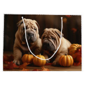 Shar Pei Puppy Herfst Delight Pompoen Groot Cadeauzakje (Achterkant)