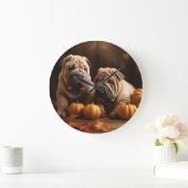 Shar Pei Puppy Herfst Delight Pompoen Grote Klok (Huis)