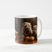 Shar Pei Puppy Herfst Delight Pompoen Koffiemok (Voorkant rechts)
