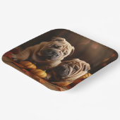 Shar Pei Puppy Herfst Delight Pompoen Papieren Bordje (Gebogen)