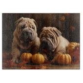 Shar Pei Puppy Herfst Delight Pompoen Snijplank (Voorkant)