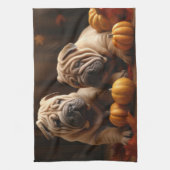 Shar Pei Puppy Herfst Delight Pompoen Theedoek (Verticaal)