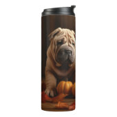 Shar Pei Puppy Herfst Delight Pompoen Thermosbeker (Gedraaid links)