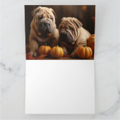 Shar Pei Puppy Herfstplezier Pompoen Kaart (Binnen)