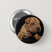 Shar Pei puppy Ronde Button 5,7 Cm (Voorkant /achterkant)