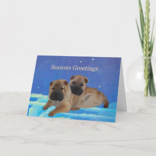 Shar Pei Puppy Seizoenen Groeten Feestdagen Kaart
