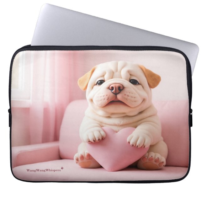 Shar Pei Puppy – Sweet Embrace by WangWang Laptop Sleeve (Voorkant)