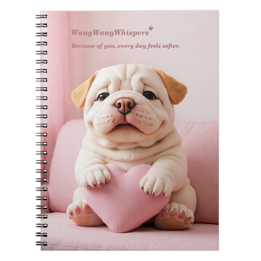Shar Pei Puppy – Sweet Embrace by WangWang Notitieboek (Voorkant)