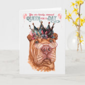 Shar Pei Queen voor een Dag Funny Birthday Kaart (Gele Bloem)