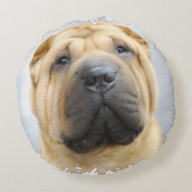 Shar Pei Rond Kussen (Achterkant)