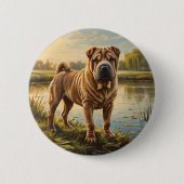 Shar Pei Ronde Button 5,7 Cm (Voorkant)