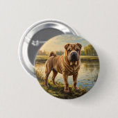 Shar Pei Ronde Button 5,7 Cm (Voorkant /achterkant)