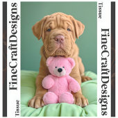 Shar-pei Schattige Pet Dog & Pink Teddy Decoupage  Tissuepapier