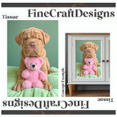 Shar-pei Schattige Pet Dog & Pink Teddy Decoupage  Tissuepapier