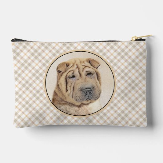 Shar Pei Schilderij Fawn Rimpel Originele Hond Art Etui (Achterkant)