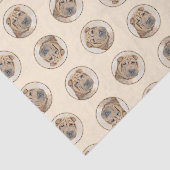 Shar Pei Schilderij Fawn Rimpel Originele Hond Art Tissuepapier (Detail)